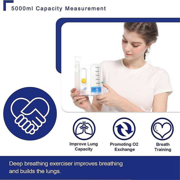 Lung Exerciser Device, Breathing Trainer - 5000ML Inhale Volume Measurement, Equipped with Ball Flow