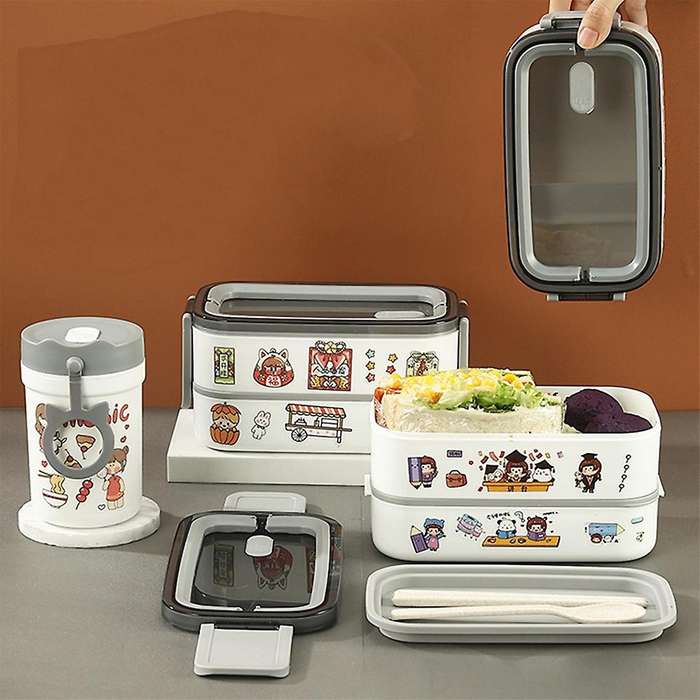 Lunch Box Food Container Bento Box Microwave Safe Lunch Box School Kid's Food Storage Children's Lun