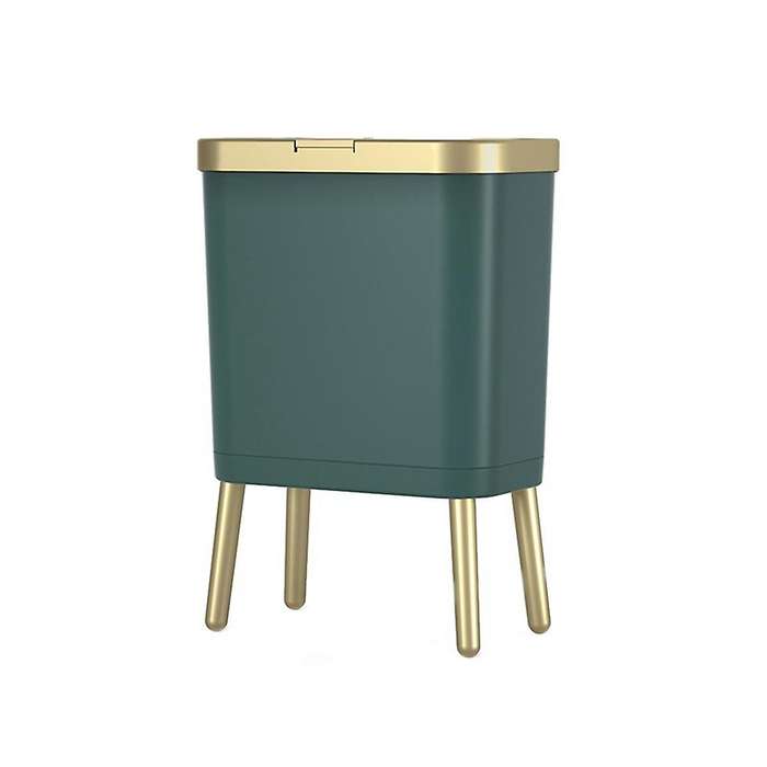 Luxury Fashion White Gold Trash Can 15L Large-Capacity with Lid Dustbin Living Room Sofa Side High F
