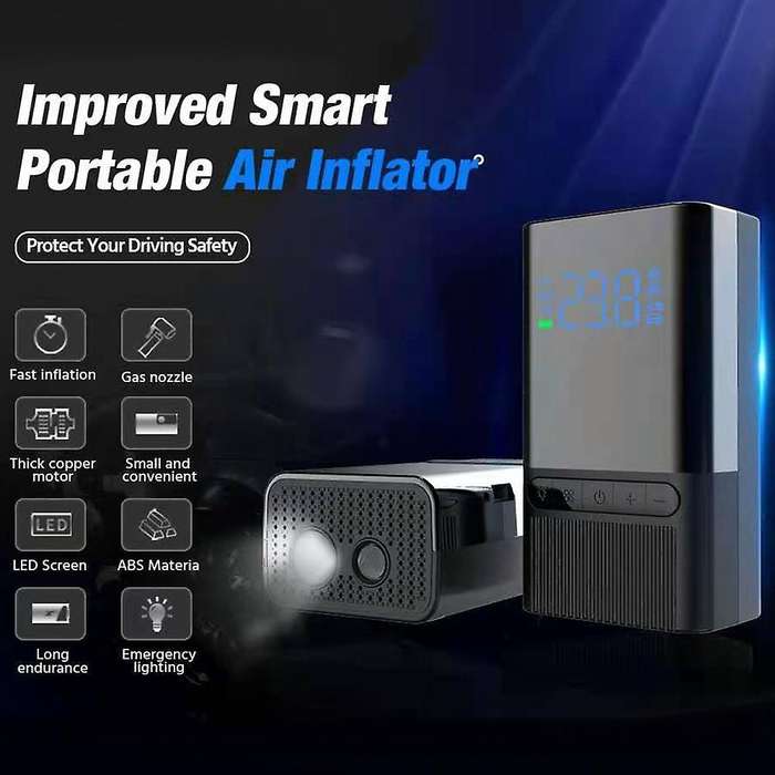 M09 Tire Inflator 12V 120 PSI Portable Rechargeable Air Compressor with Car Charger for Car Motorcyc