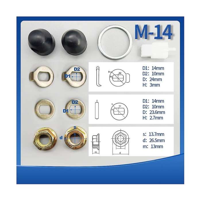 M14 2set Ebike Wheel Motor Shaft 14mm Shaft Screw Cap Washer/spacer/nut Cover E-bike Wheel Lock For