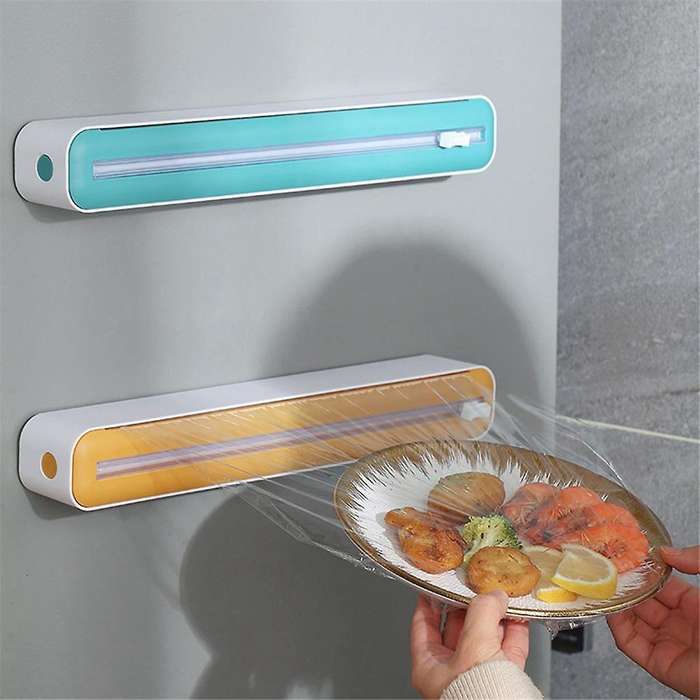 Magnetic Refillable Plastic Wrap Dispenser with Cutter, Tin Aluminum Foil Dispenser Cutter, Film Wra