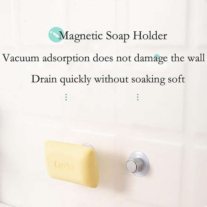 Magnetic Soap Dish, 2Pcs Magnetic Soap Dish No Drilling, No Nails and No Glue, Vacuum Adsorption, Su