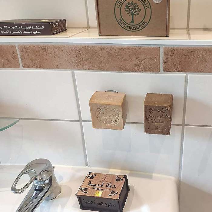 Magnetic Soap Dish, 2Pcs Magnetic Soap Dish No Drilling, No Nails and No Glue, Vacuum Adsorption, Su