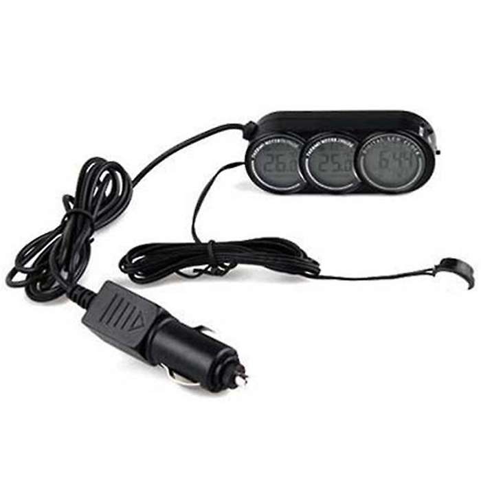 12v-24v Auto Car Lcd Digital Inside Outside Clock Thermometer Gauge