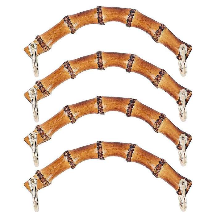 4pcs 185mm Bamboo Bag Handles Buckles Bags Strap Wooden