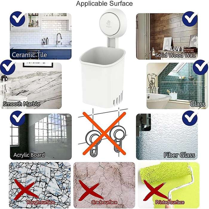 Toothbrush Holder Suction Cup 2 Packs Shower for Drill-free Electric