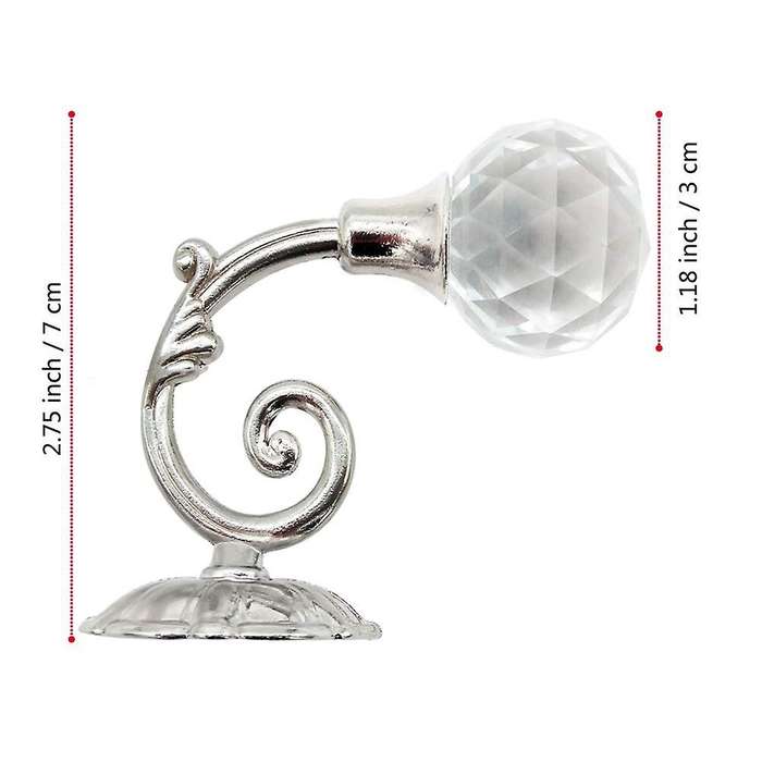 4 Pcs Clear Crystal Wall Mounted Tassel Curtain Tieback Hook (silver)