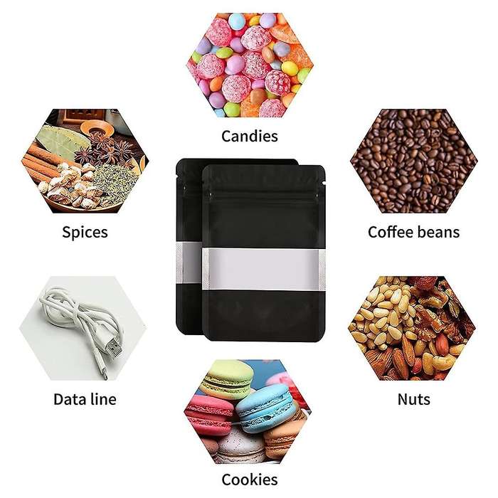 100pcs Smell Proof Mylar Bags, Resealable Food Storage Bags