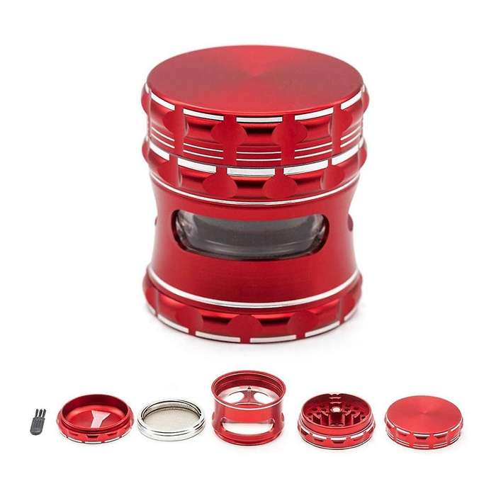 4 Part Metal Herb Grinder Large Spice Grinder Red