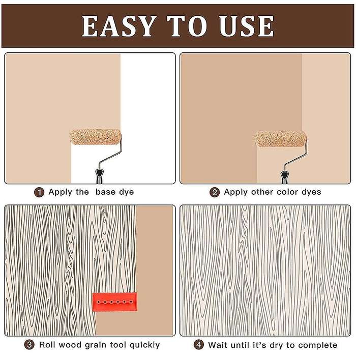 6pcs Rubber Wood Graining Pattern Wall Paint Painting Tool for Diy