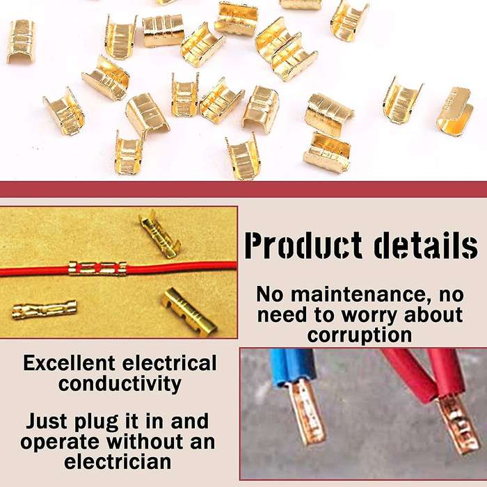 550pcs U-shaped Copper Butt Terminal Crimping Non-insulated Kit
