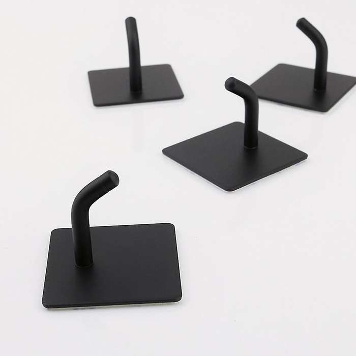 6 Pack Adhesive Hooks for Towel Hooks Black