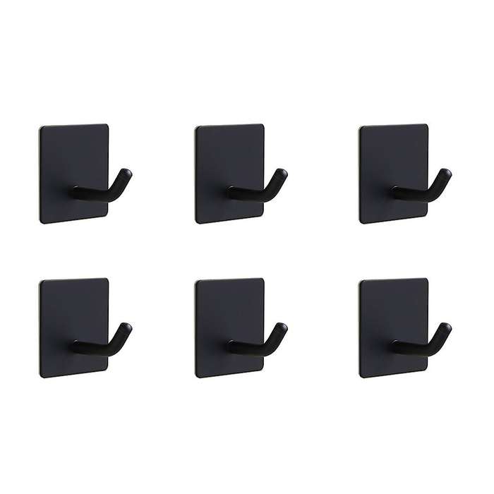 6 Pack Adhesive Hooks for Towel Hooks Black
