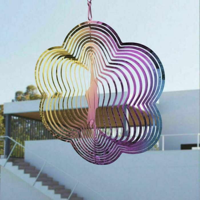 3d Stars Metal Wind Spinner Garden Chimes for Yard Outdoor Decor,a