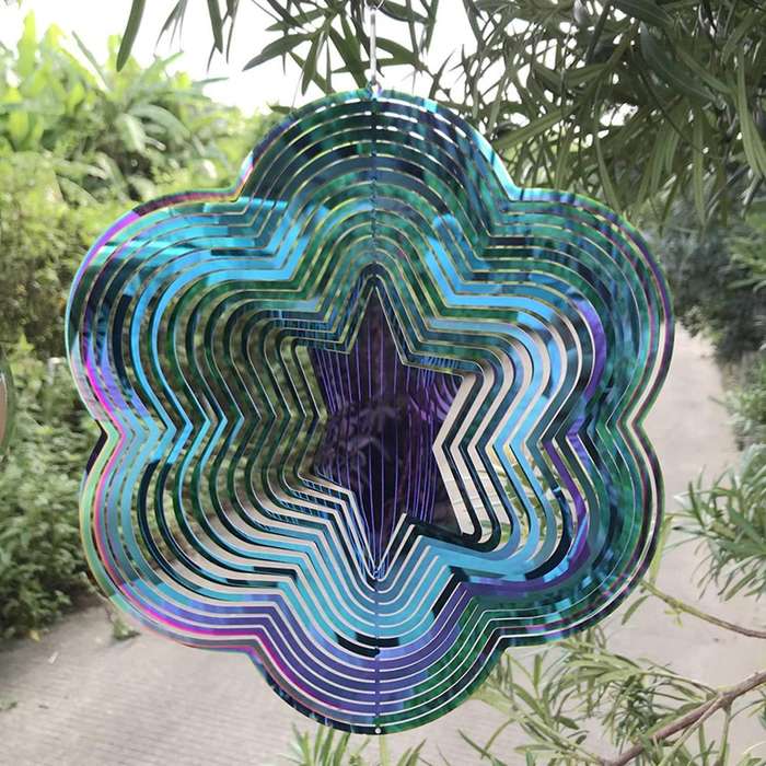 3d Stars Metal Wind Spinner Garden Chimes for Yard Outdoor Decor,a