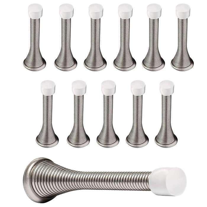 Spring Door Stops 3 Flexible Heavy Duty Spring Door Stopper (silver)