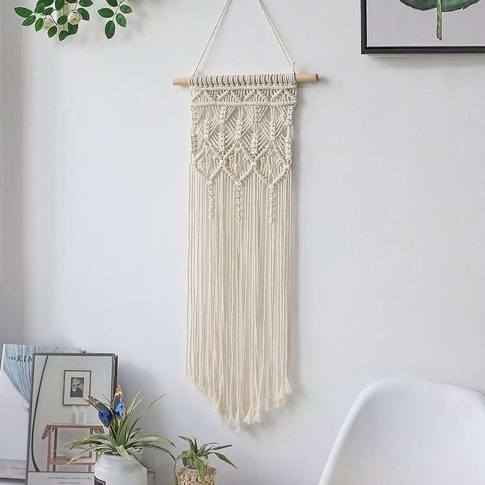 Macrame Boho Tapestry Wall Hanging Hand-woven Dorm Room Decoration, B