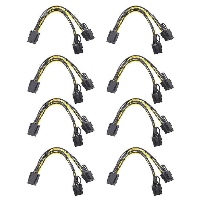 8pcs Pcie 6pin to Dual Pcie 6+2 Pin Power Cable Pci Express