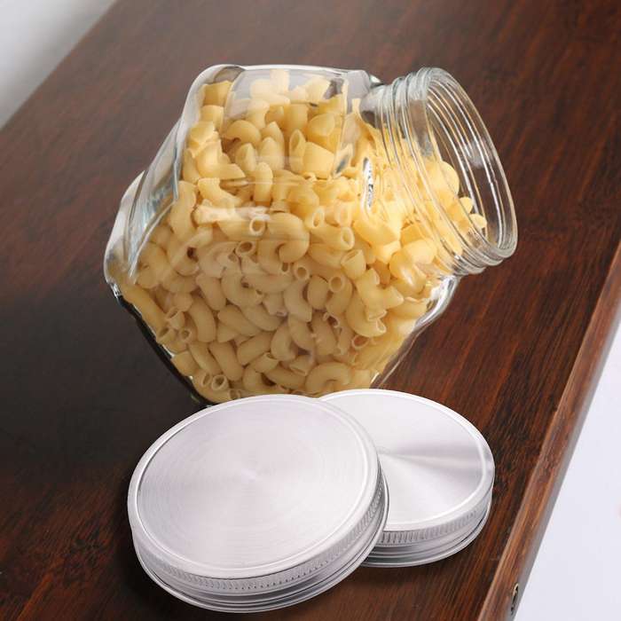8 Pcs Stainless Steel Jar Lids 86mm Sealed Leak Proof Cover Silicone