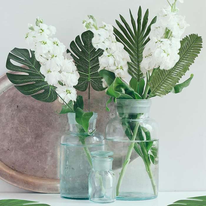 70 Pcs 10 Kinds Artificial Palm Leaves for Parties Decoration