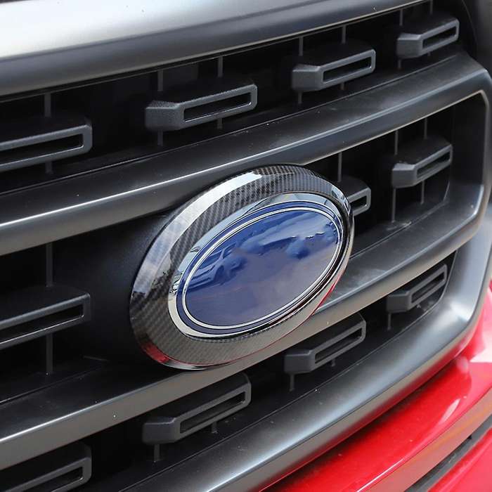 Front Grille Center Logo Ring Cover for Ford F150 21-22 ,carbon Fiber