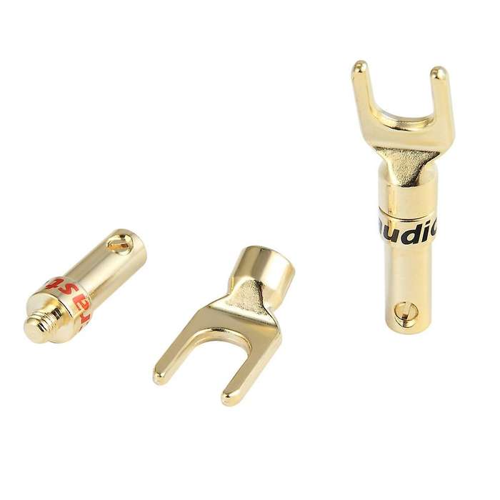 S101g Spade Plug 24k Gold Plated Fork Plug Speaker Y Connector