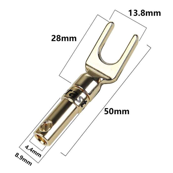 S101g Spade Plug 24k Gold Plated Fork Plug Speaker Y Connector