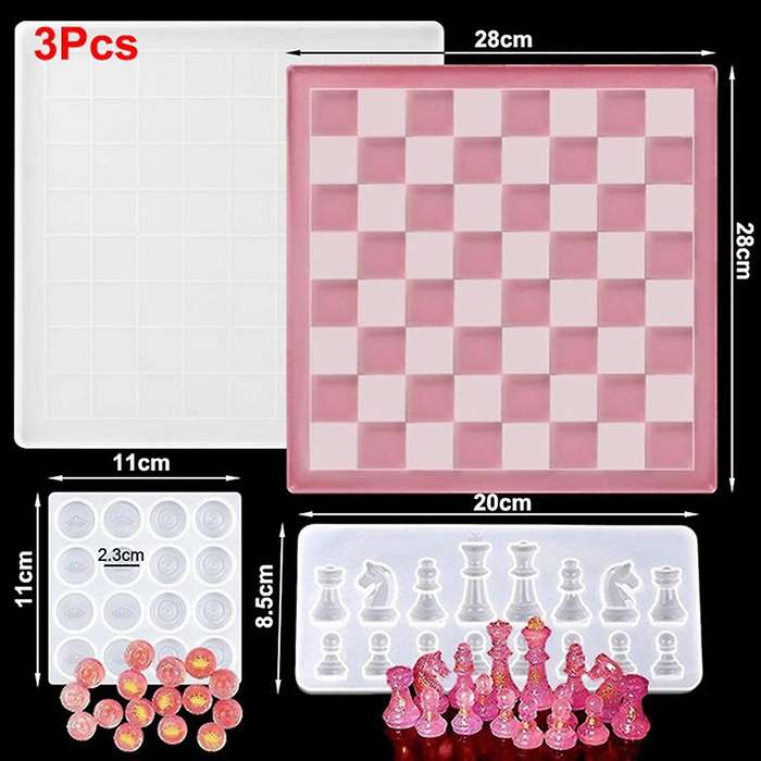 Crystal Epoxy Resin Mold International Chess Kit Silicone Mould