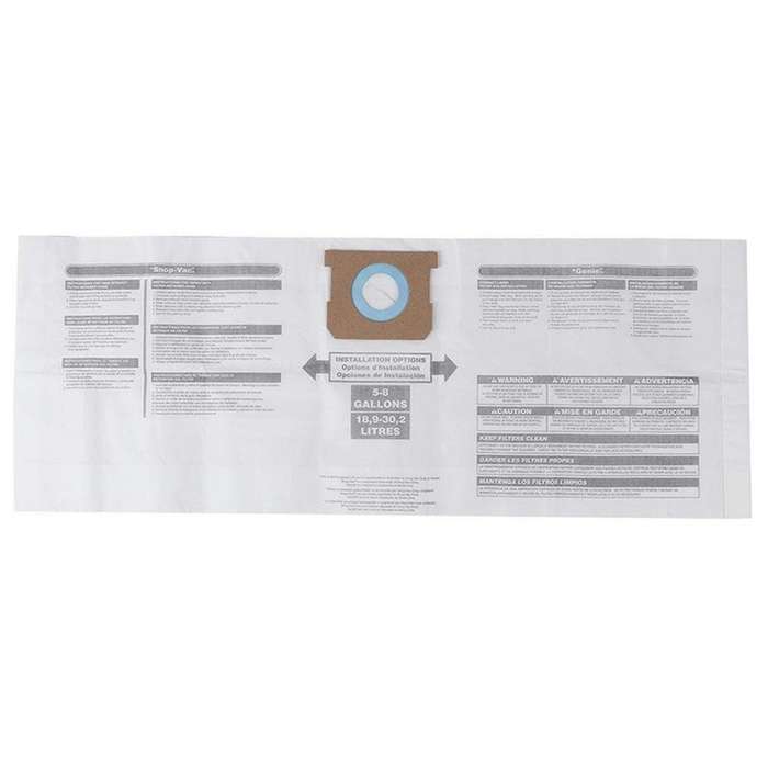 6x Dry Dust Bag 5 to 8 Gallon Vacuum Cleaner for Shop Vac 90661