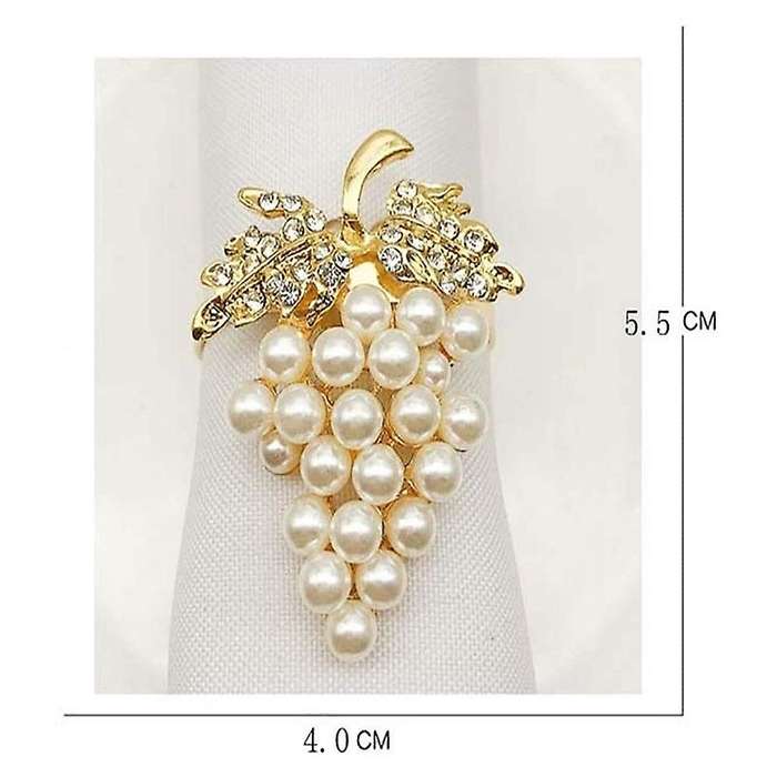 12 Pcs Pearl Gold Grape Shape Napkin Buckle Wedding Party Table Decor