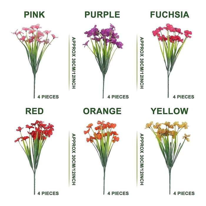 Artificial Outdoor Plants and Flowers 12 Bundles,multicoloured
