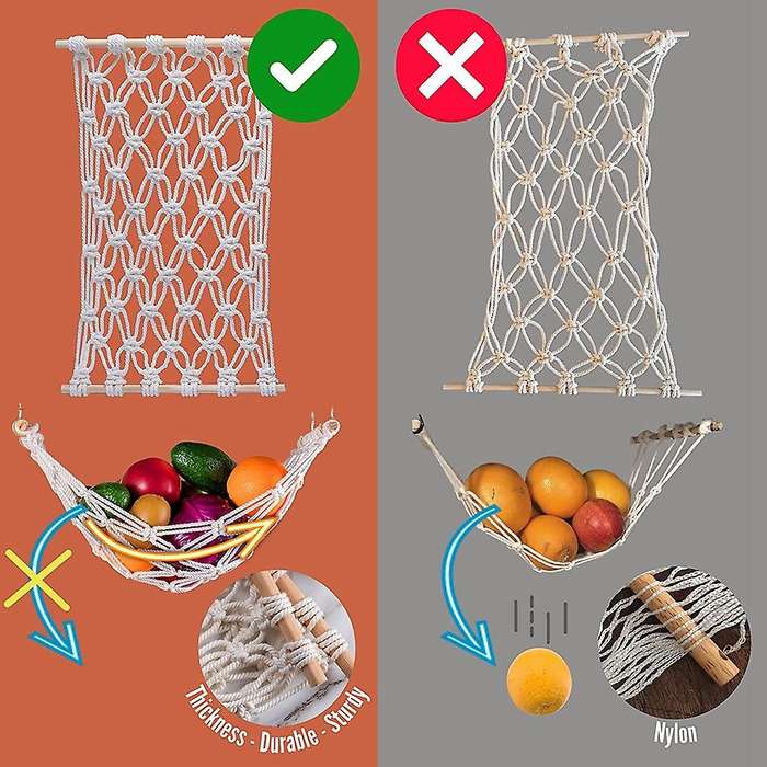 Macrame Fruit Hammock for Kitchen Under Cabinet - Fruit Holder Net