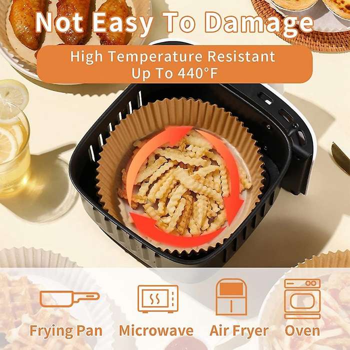 100pcs Non-stick Disposable Air Fryer Paper,with Brush for Baking