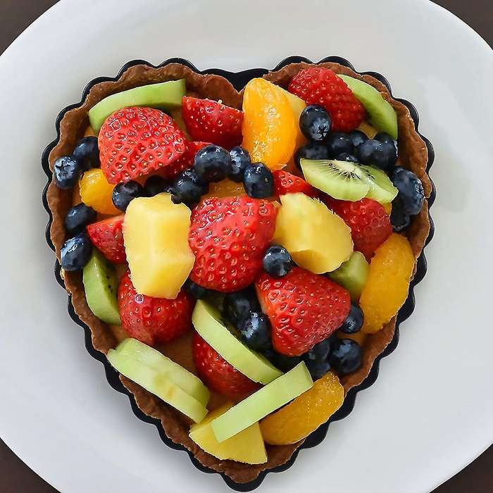 For Baking, 6pcs 4.13inch Heart-shaped Carbon Steel Quiche Pan
