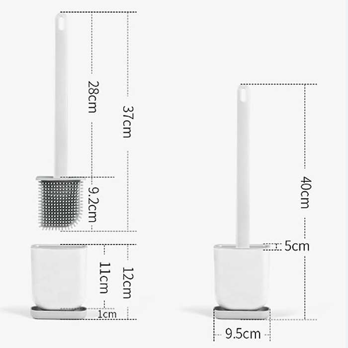 Toilet Brush, Silicone Toilet Brush with Holder Drip Tray Set(2 Pack)