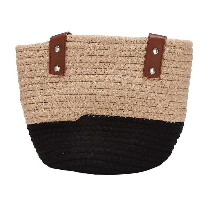 Wall Hanging Cotton Rope Basket with Handle for Flower Plants,toys(l)