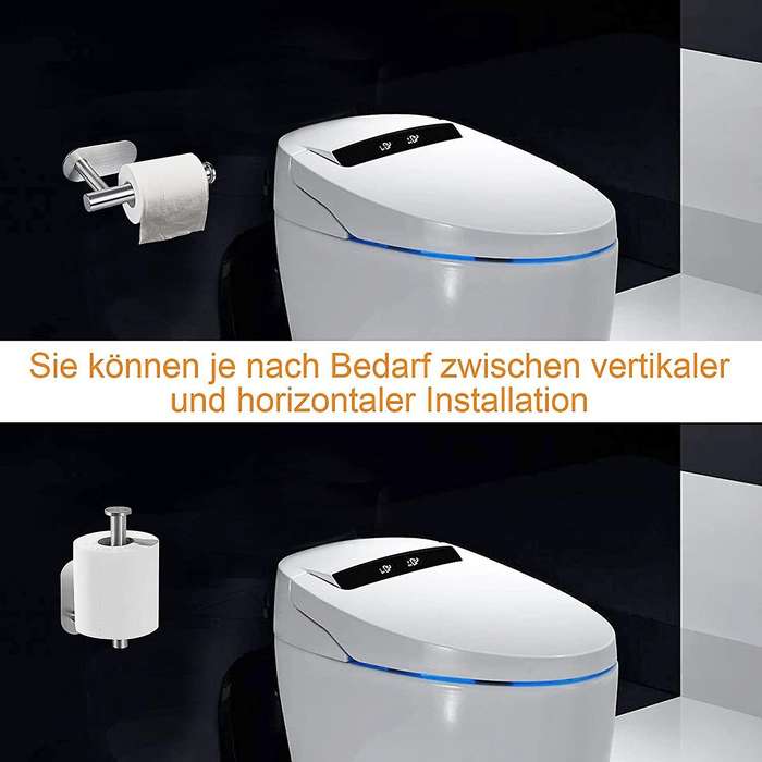 Toilet Paper Holder No Drilling Self-adhesive Stainless Steel Silver