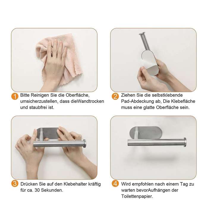 Toilet Paper Holder No Drilling Self-adhesive Stainless Steel Silver