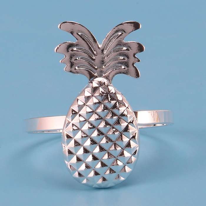 12pcs Pineapple Napkin Ring Metal Plating Napkin Ring Ring Silver