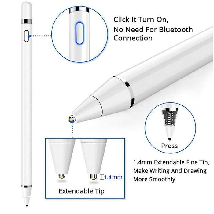 For Ipad Stylus Ios Android Capacitive Pen Apple Contact Pen White
