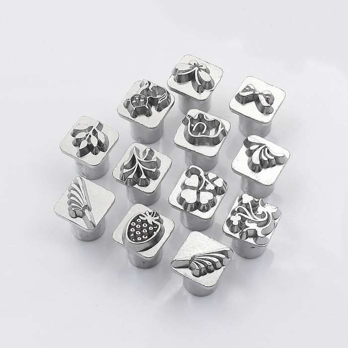 12pcs Leather Stamping Tool Set Animals Plants Pattern Leather Craft