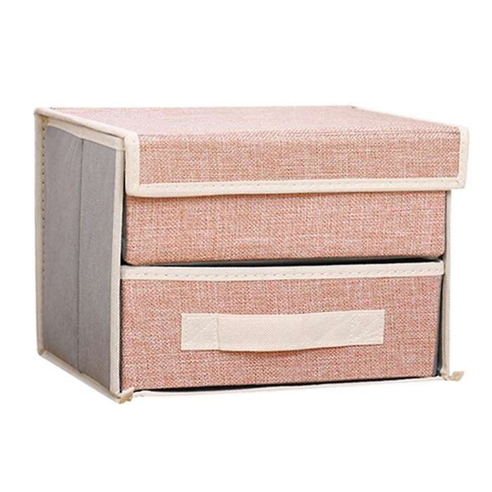 Foldable Home Underwear Storage Box (pink Double Layer One Draw)