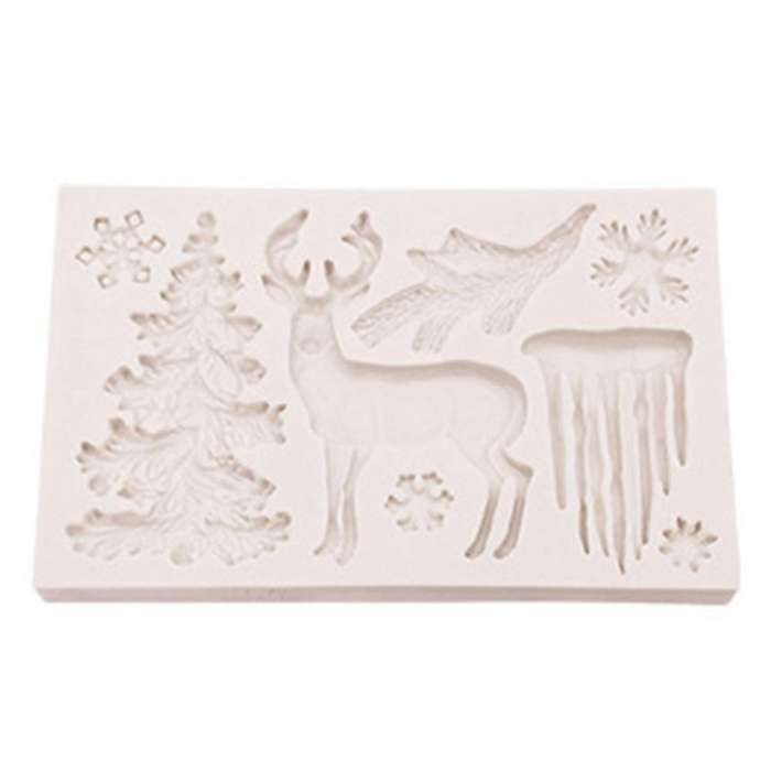 3pcs Decorations Deer Snowflake Lace Chocolate Party Silicone Mold