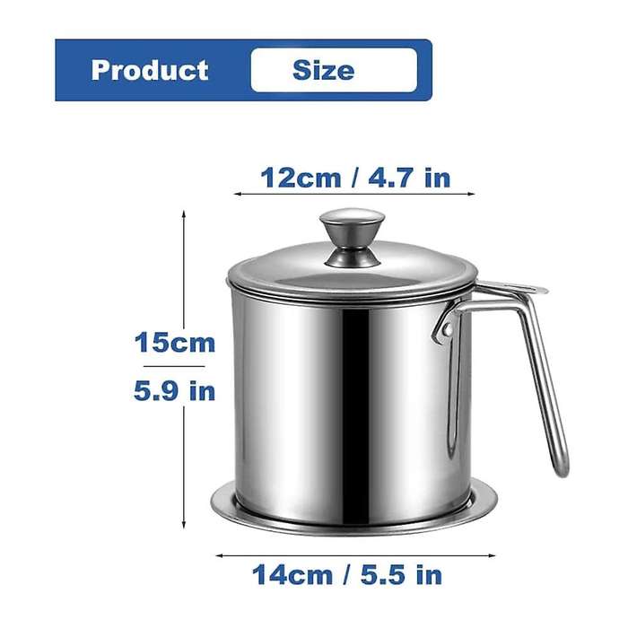 Bacon Grease Container with Strainer,1.8l/7 Cups Oil Strainer Pot