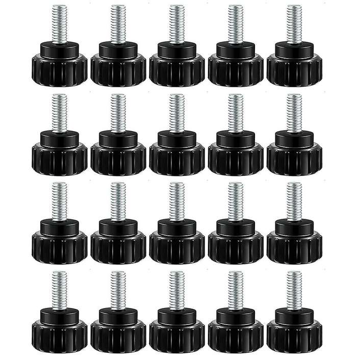 M4 X 10 Mm Carbon Steel Threaded Knurled Thumbscrew Screw, Black (20)