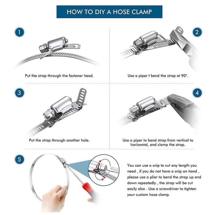 304 Stainless Steel Worm Clamp Hose Clamp Strap with Fasteners