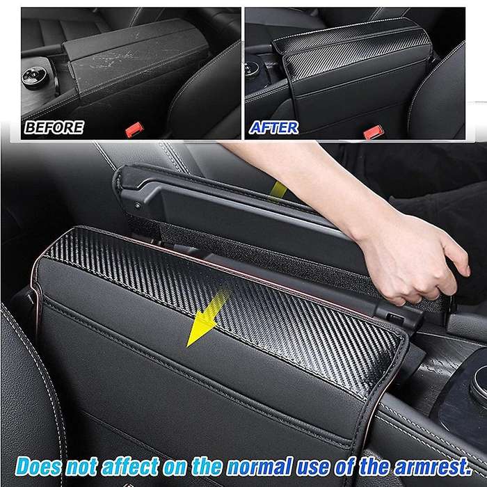 Center Console Cover Pu Armrest Seat Box Cover Pad with Storage Bag
