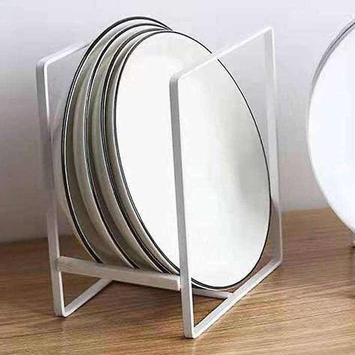 Plate Holders Organizer for Kitchen Metal Dish 2 Pack (white,large)
