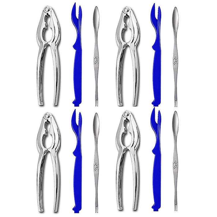 4 Crab Crackers, 4 Lobster Shell Forks, 4 Crab Leg Forks & Bag